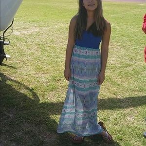 Strapless Pattern / Print Lace Maxi Sundress